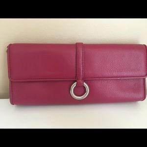 Talbots Hot Pink Leather Clutch